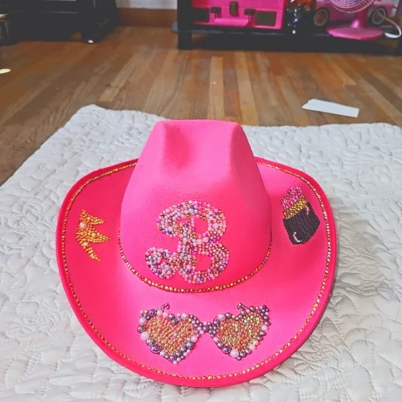 Barbie inspired bedazzled  cowgirl hat Rhinestone Cowgirl Women main image 3